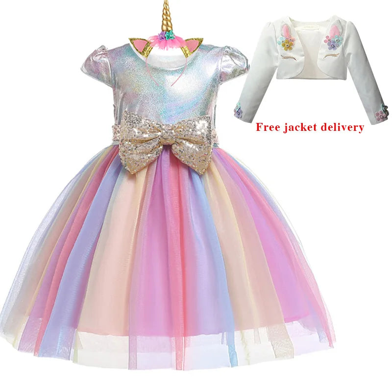 New 3pcs Girls Dress Pastel Rainbow Princess