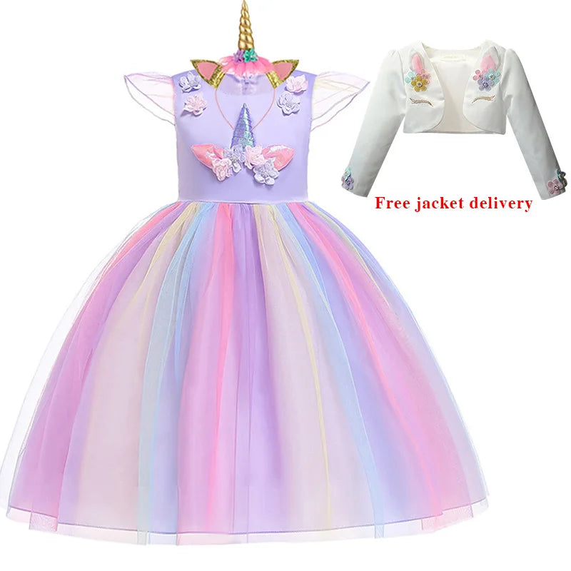 New 3pcs Girls Dress Pastel Rainbow Princess