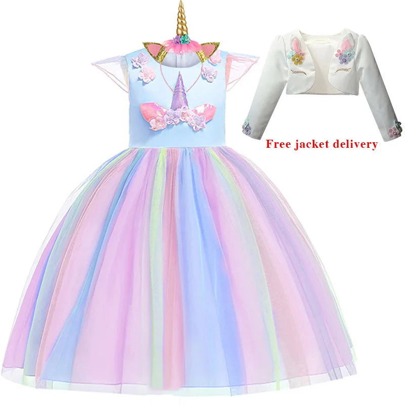 New 3pcs Girls Dress Pastel Rainbow Princess