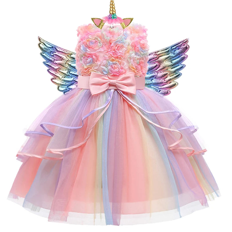 New 3pcs Girls Dress Pastel Rainbow Princess