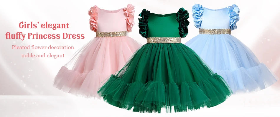 New 3pcs Girls Dress Pastel Rainbow Princess