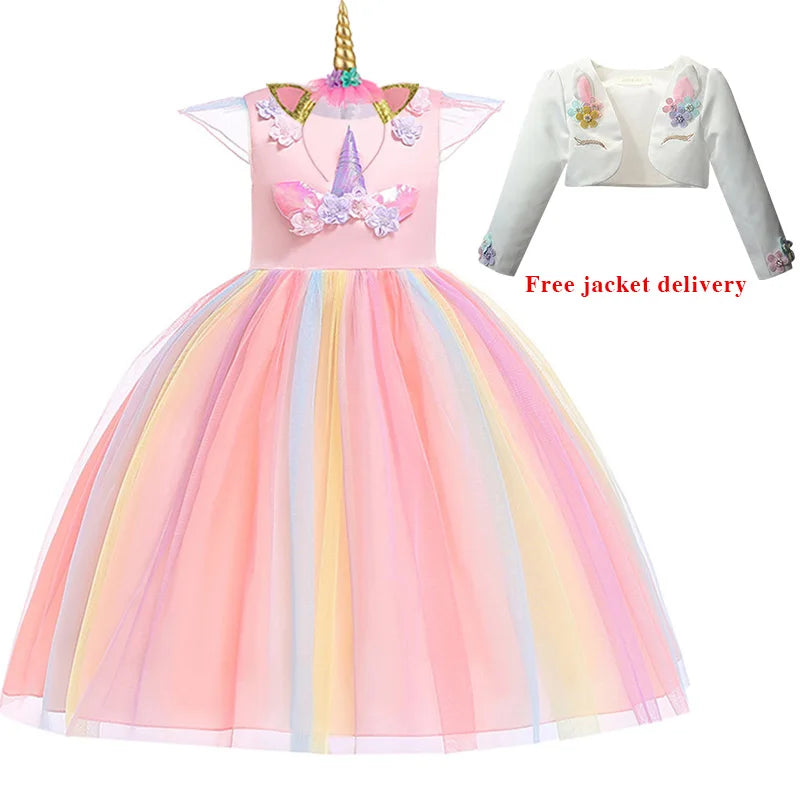 New 3pcs Girls Dress Pastel Rainbow Princess