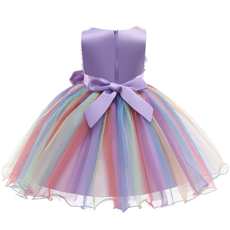 New 3pcs Girls Dress Pastel Rainbow Princess