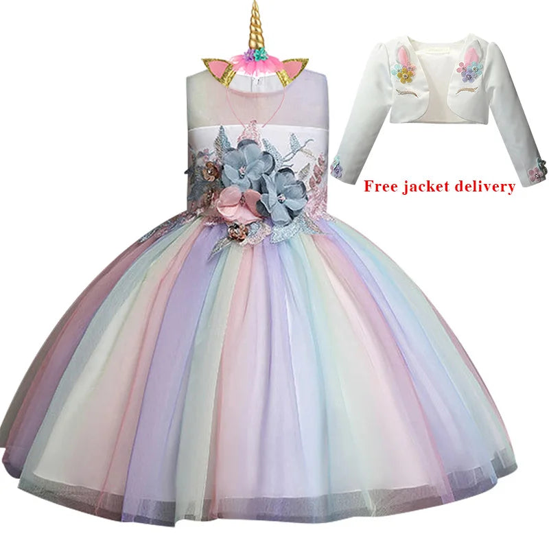 New 3pcs Girls Dress Pastel Rainbow Princess