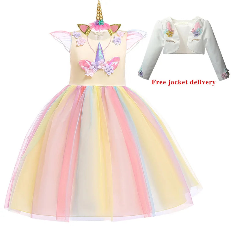 New 3pcs Girls Dress Pastel Rainbow Princess