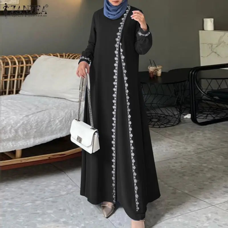 Lace Crochet Maxi Abaya Elegant Loose