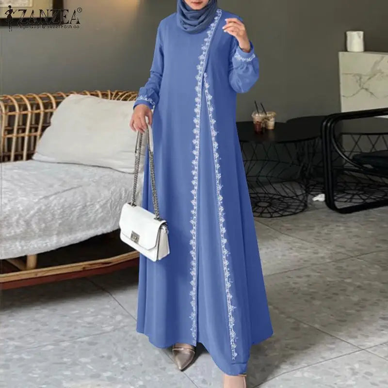 Lace Crochet Maxi Abaya Elegant Loose