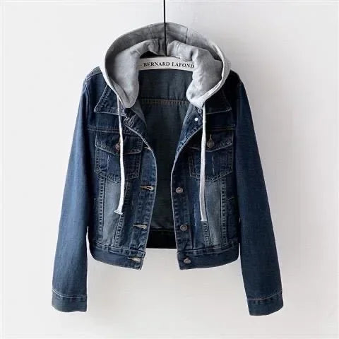 Denim Hooded Button Jacket