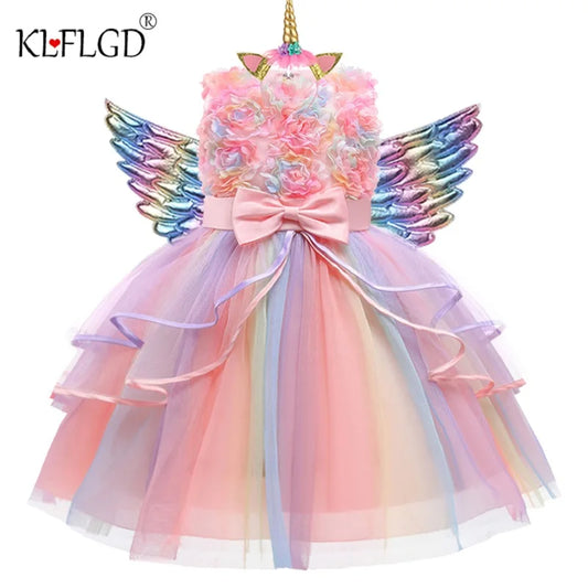 New 3pcs Girls Dress Pastel Rainbow Princess