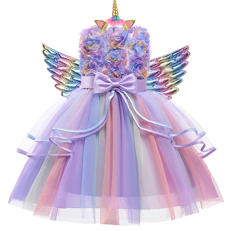 New 3pcs Girls Dress Pastel Rainbow Princess