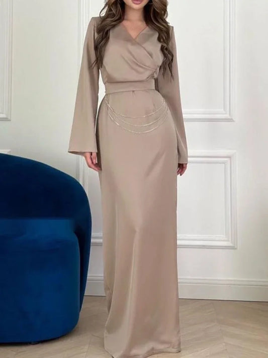 Satin Dress With Belt