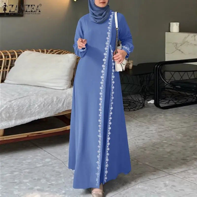 Lace Crochet Maxi Abaya Elegant Loose