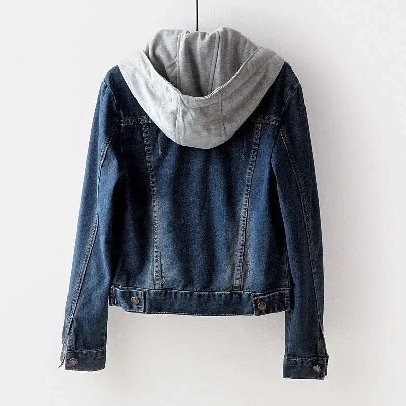 Denim Hooded Button Jacket