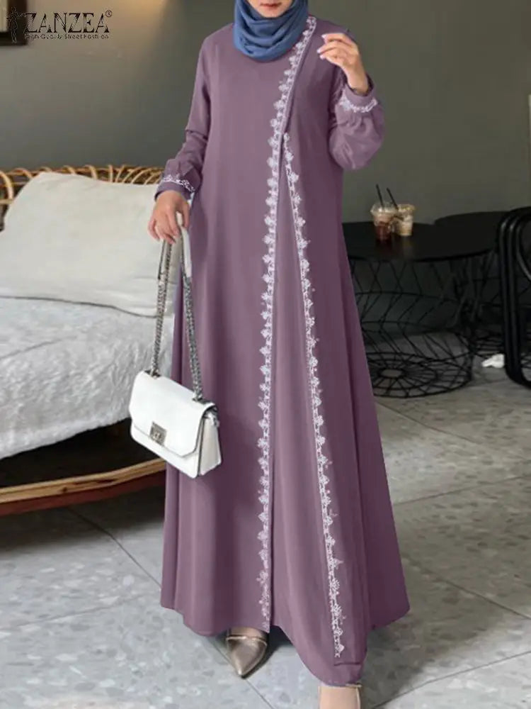 Lace Crochet Maxi Abaya Elegant Loose