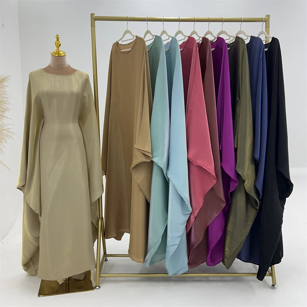 Eid Abayas Shimmer Batwing Satin