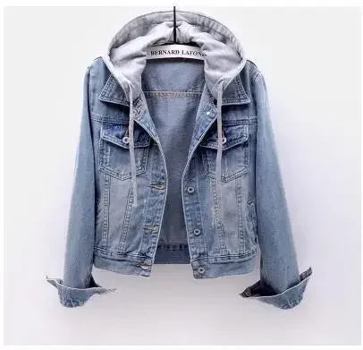 Denim Hooded Button Jacket